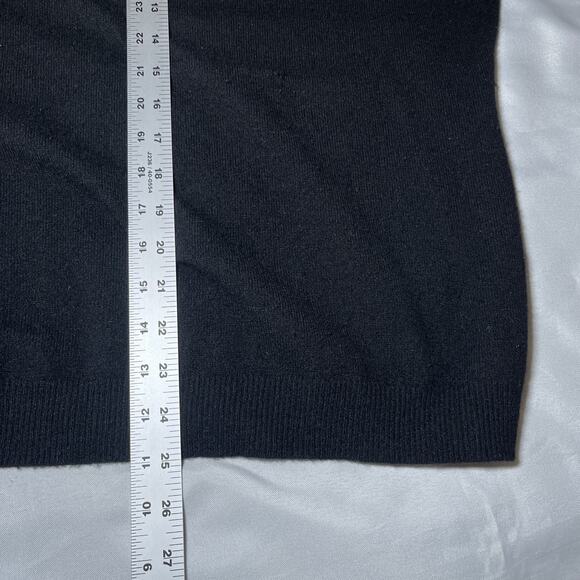 Marshall Fields Womens Cashmere Split Neck Sweater Size XL Black Ruffles *READ* - Picture 9 of 10